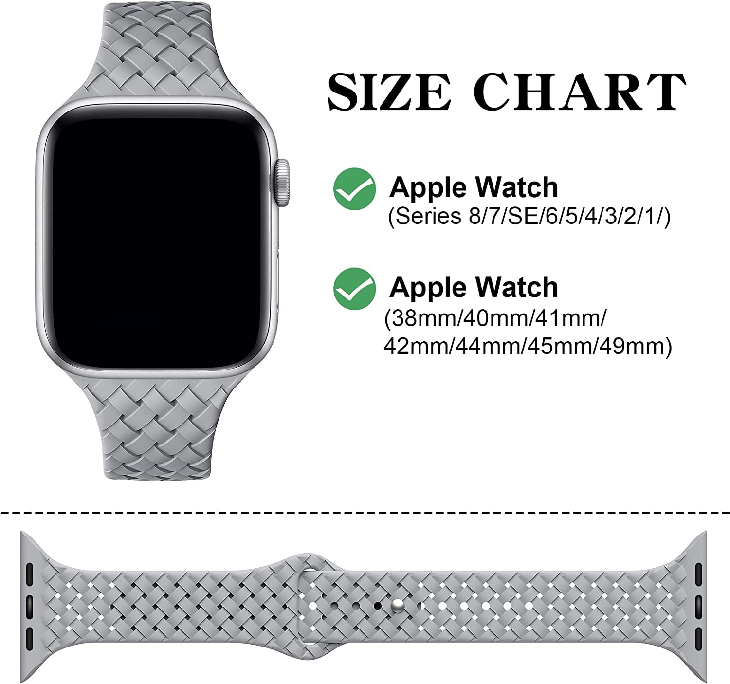 HOTLOVE Silicone Slim Bands Compatible with Apple Watch Band 38mm 40mm 41mm 42mm 44mm 45mm 49mm, Slim Thin Narrow Sport Strap Breathable Wristbands for iWatch Ultra Series SE 8 7 6 5 4 3 2 Women Men - Image 2
